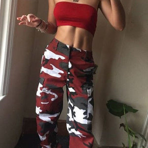 Women Casual Pants High Waist Fashion Military Army Camouflage Camo Cargo Trousers Combat Jeans - MigrationJob