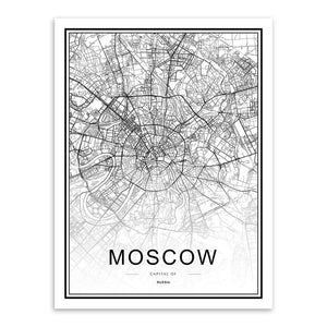 Black White Custom World City Map Paris London New York Posters Nordic Living Room Wall Art Pictures Home Decor Canvas Paintings - MigrationJob