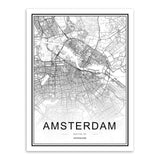 Black White Custom World City Map Paris London New York Posters Nordic Living Room Wall Art Pictures Home Decor Canvas Paintings - MigrationJob