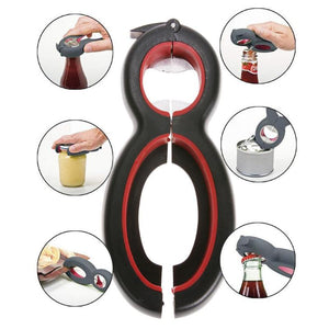6 in 1 Multi Function Can Beer Bottle Opener All in One Jar Gripper Can Beer Lid Twist Off Jar Wine Opener Claw VIP Dropship - MigrationJob