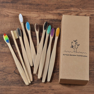 New design mixed color bamboo toothbrush Eco Friendly wooden Tooth Brush Soft bristle Tip Charcoal adults oral care toothbrush - MigrationJob