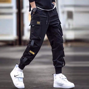 Streetwear hommes Multi poches Cargo sarouel Hip Hop décontracté mâle survêtement pantalon Joggers pantalon mode Harajuku hommes pantalon - MigrationJob
