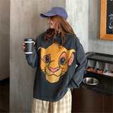 The Lion King Cartoon Print Hoodie Women Loose Casual Cute Long Sleeve Lady Pullover Tops Harajuku Streetwear Sweatshirt Clothes - MigrationJob