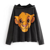 The Lion King Cartoon Print Hoodie Women Loose Casual Cute Long Sleeve Lady Pullover Tops Harajuku Streetwear Sweatshirt Clothes - MigrationJob