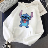 LILO STITCH  Hoodie Pullovers  Long Sleeves Harajuku Pink Pullovers Lovely Kawaii Casual Tops O-neck Women's Hooded Sweatshirt - MigrationJob