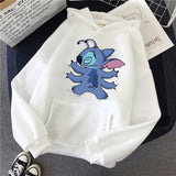 LILO STITCH  Hoodie Pullovers  Long Sleeves Harajuku Pink Pullovers Lovely Kawaii Casual Tops O-neck Women's Hooded Sweatshirt - MigrationJob