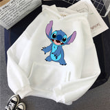 LILO STITCH  Hoodie Pullovers  Long Sleeves Harajuku Pink Pullovers Lovely Kawaii Casual Tops O-neck Women's Hooded Sweatshirt - MigrationJob