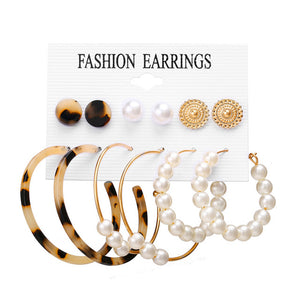 Simple Plain Gold Color Metal Pearl Hoop Earrings Fashion Big Circle Hoops Statement Earrings for Women Party Jewelry - MigrationJob