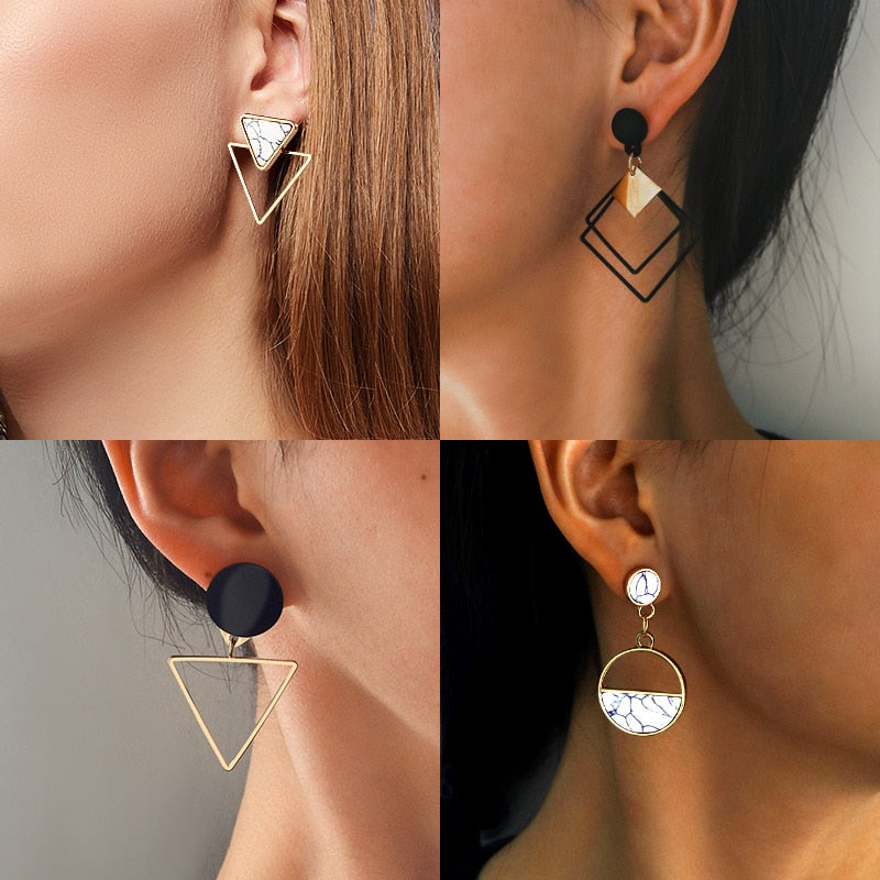 X&P New Fashion Round Dangle Drop Korean Earrings For Women Geometric Round Heart Gold Earring Wedding 2020 kolczyki Jewelry - MigrationJob