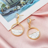 X&P New Fashion Round Dangle Drop Korean Earrings For Women Geometric Round Heart Gold Earring Wedding 2020 kolczyki Jewelry - MigrationJob