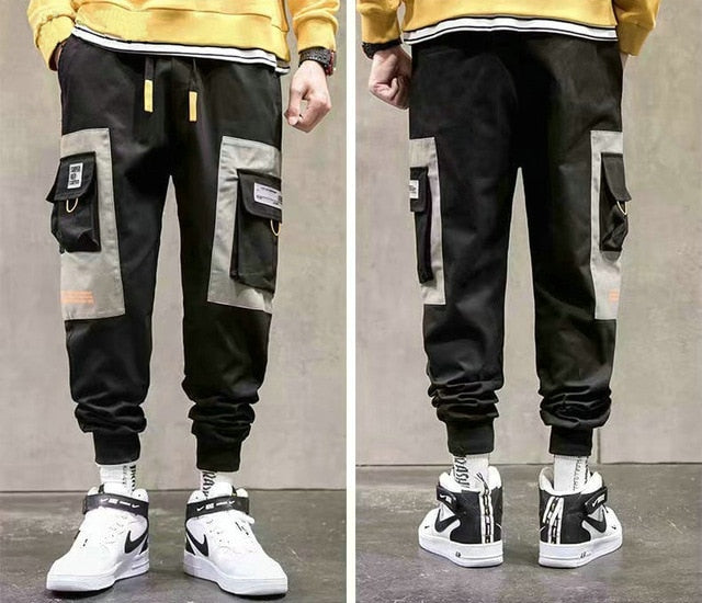 Streetwear hommes Multi poches Cargo sarouel Hip Hop décontracté mâle survêtement pantalon Joggers pantalon mode Harajuku hommes pantalon - MigrationJob