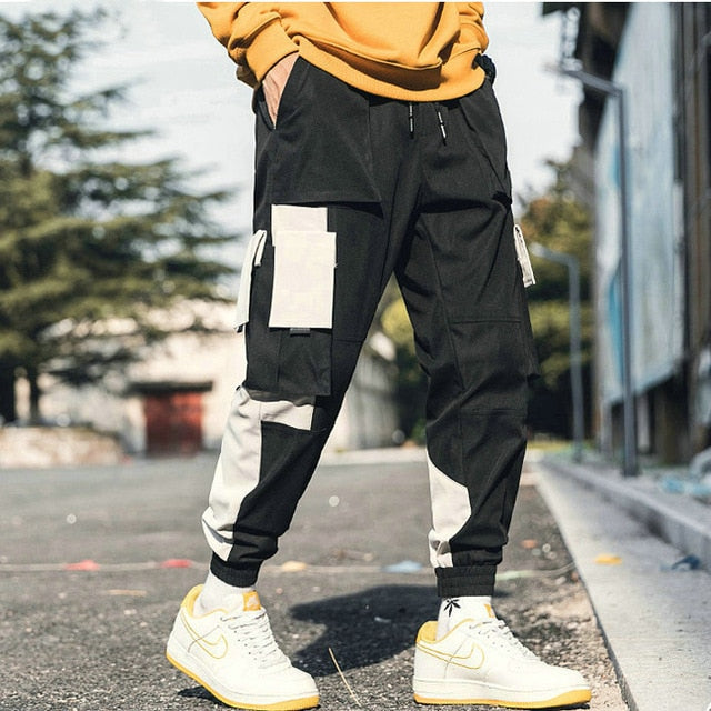 Streetwear hommes Multi poches Cargo sarouel Hip Hop décontracté mâle survêtement pantalon Joggers pantalon mode Harajuku hommes pantalon - MigrationJob