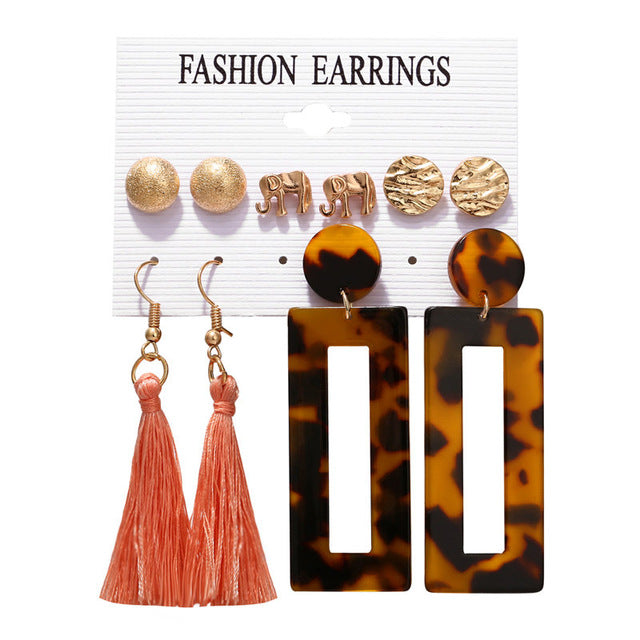 17KM Vintage Tassel Acrylic Earrings For Women Bohemian Earrings Set Big Dangle Drop Earring 2020 Brincos Female Fashion Jewelry - MigrationJob