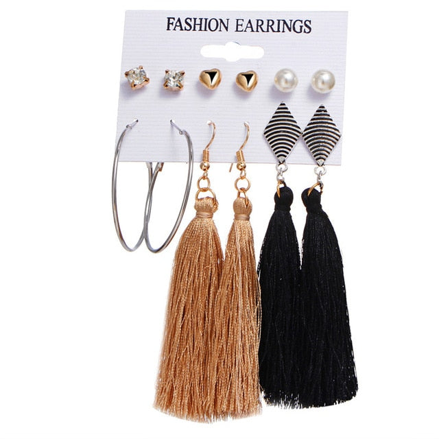 17KM Vintage Tassel Acrylic Earrings For Women Bohemian Earrings Set Big Dangle Drop Earring 2020 Brincos Female Fashion Jewelry - MigrationJob