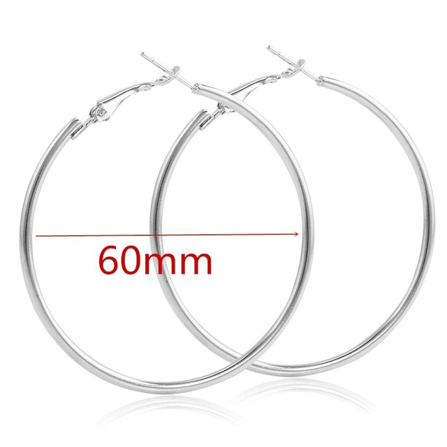 40mm 60mm 70mm 80mm Overdrijven Grote Gladde Cirkel Oorringen Brincos Simple Party Ronde Loop Oorbellen voor Vrouwen Sieraden - MigrationJob