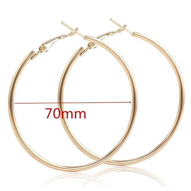 40mm 60mm 70mm 80mm Overdrijven Grote Gladde Cirkel Oorringen Brincos Simple Party Ronde Loop Oorbellen voor Vrouwen Sieraden - MigrationJob