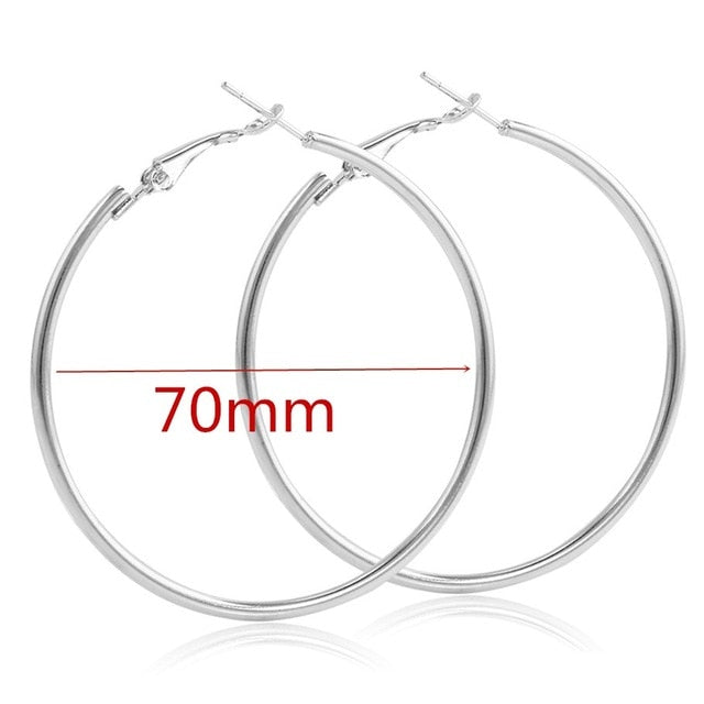 40mm 60mm 70mm 80mm Overdrijven Grote Gladde Cirkel Oorringen Brincos Simple Party Ronde Loop Oorbellen voor Vrouwen Sieraden - MigrationJob