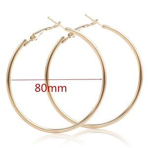 40mm 60mm 70mm 80mm Overdrijven Grote Gladde Cirkel Oorringen Brincos Simple Party Ronde Loop Oorbellen voor Vrouwen Sieraden - MigrationJob